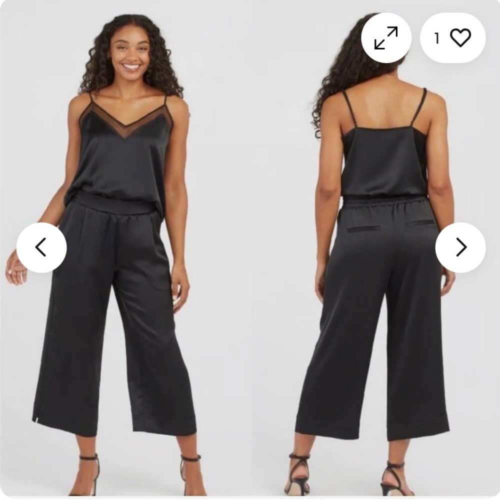Spanx Satin Wide Leg Cropped Pant XL.